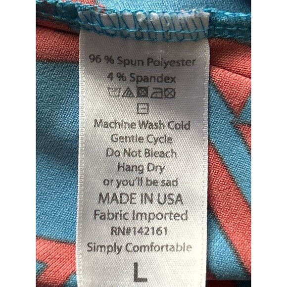 Lularoe Womens Blue & Red Geometric Print Elastic Waist Flared Stretch Skirt L - Picture 4 of 7